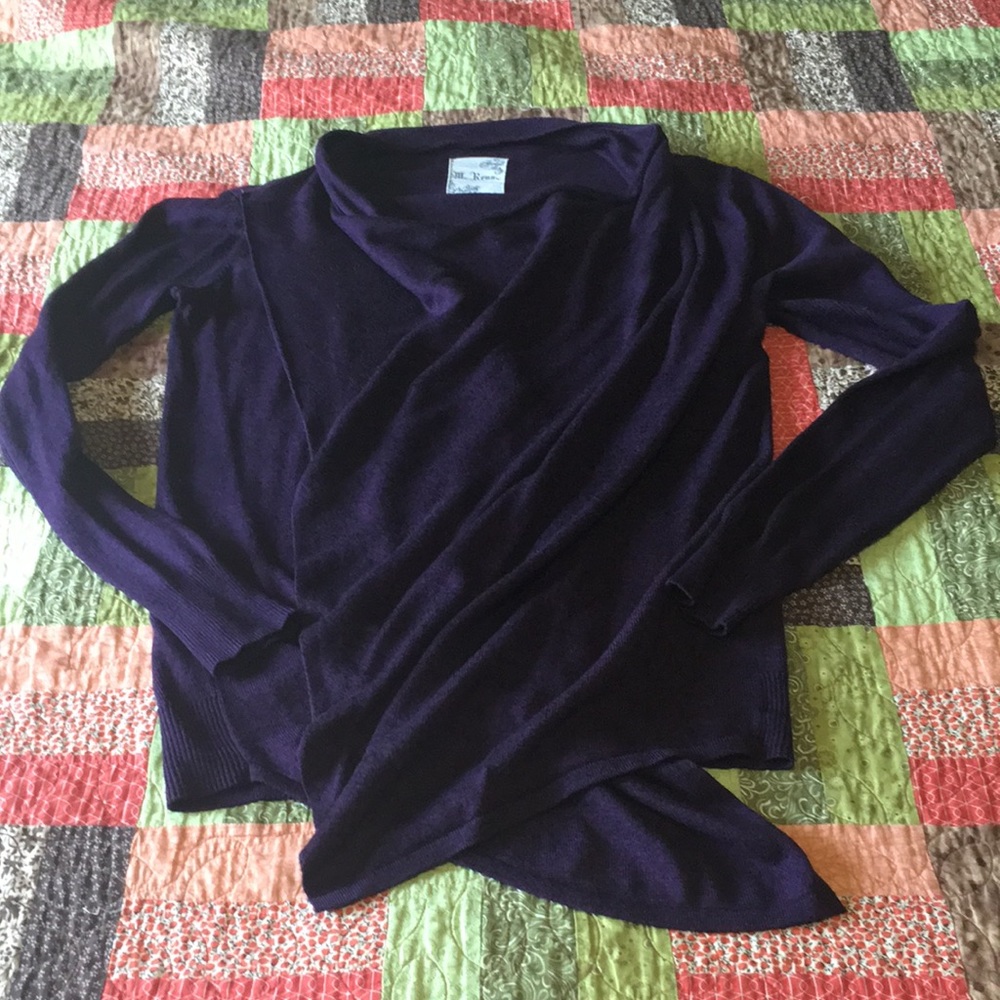 M. Rena plum and black heathered zipper cardigan